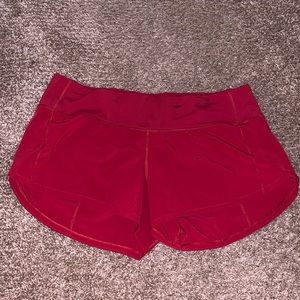 Dark red size 6 lululemon shorts.